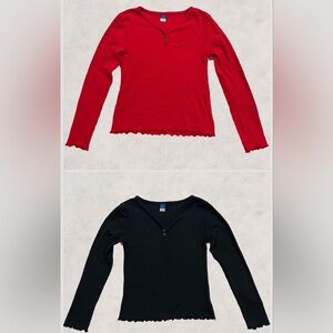 Old Navy Girls Rib-Knit Long Sleeve Henley Shirt- Size Large